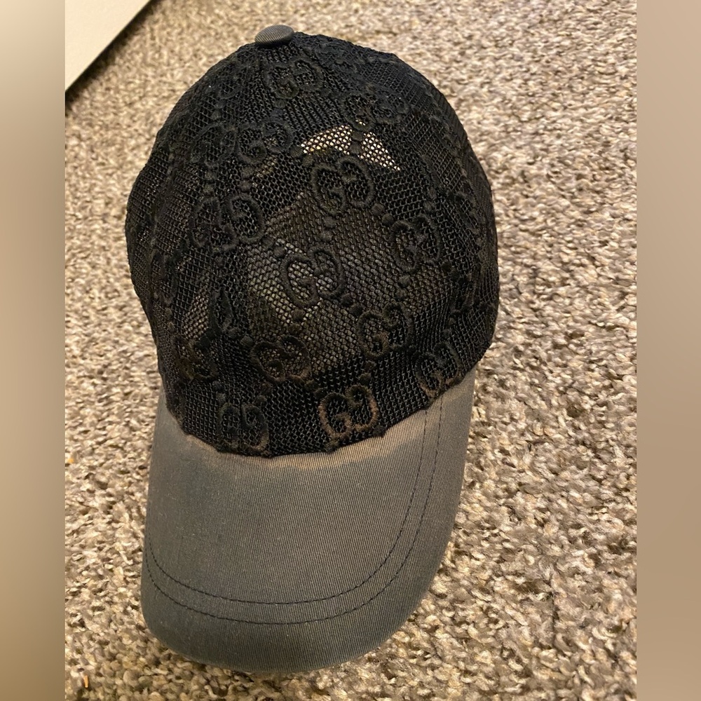 Auth Gucci GG Lace Embroidered Baseball Cap Hat L